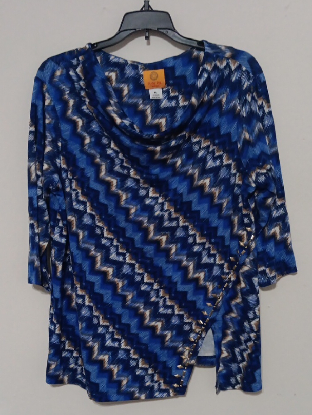 Ruby Rd. Royal Blue and Tan Printed Top